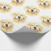 Papier Cadeau Aquarelle mignonne Golden Retriever Chien Animal a (Coin)