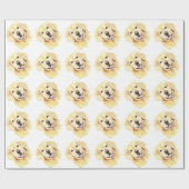 Papier Cadeau Aquarelle mignonne Golden Retriever Chien Animal a (Plat)