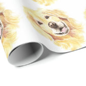 Papier Cadeau Aquarelle mignonne Golden Retriever Chien Animal a (Coin rond)