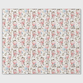 Papier Cadeau Aquarelle mignonne Moo Moo vaches et lait (Plat)