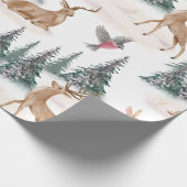 Papier Cadeau Aquarelle mignonne Noël Neige Bois Animaux (Coin)