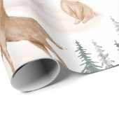 Papier Cadeau Aquarelle mignonne Noël Neige Bois Animaux (Coin rond)