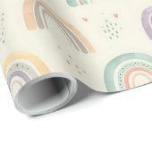 Papier Cadeau Aquarelle mignonne Pastel Rainbows (Coin rond)