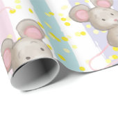 Papier Cadeau Aquarelle mignonne Petit Bébé Souris Animal Amusan (Coin rond)