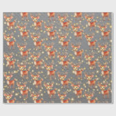 Papier Cadeau Aquarelle mignonne renne Noël Acier gris (Plat)