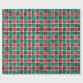 Papier Cadeau Aquarelle mignonne Rouge Vert Vacances Plaid Noël (Plat)