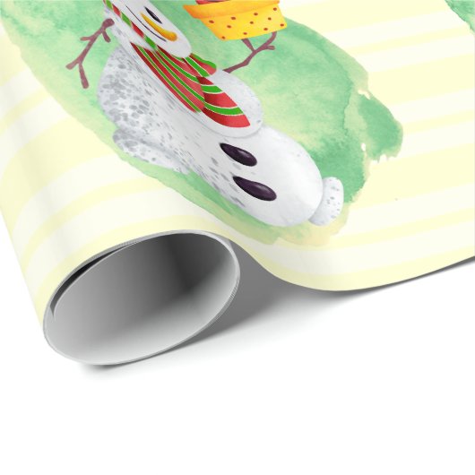 Papier Cadeau Aquarelle mignonne Snowman (Coin rond)