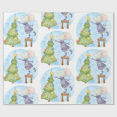 Papier Cadeau Aquarelle mignonne souris Décoration Arbre de Noël (Plat)