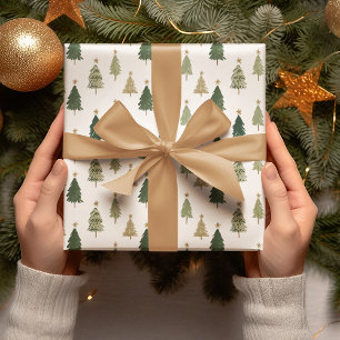 Papier Cadeau Aquarelle minimaliste Motif de Noël