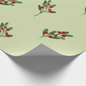 Papier Cadeau Aquarelle Mistletoe avec Berries rouges Noël (Coin)