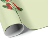 Papier Cadeau Aquarelle Mistletoe avec Berries rouges Noël (Coin rond)