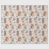 Papier Cadeau Aquarelle moderne Animaux de forêt (Plat)