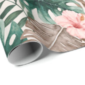 Papier Cadeau Aquarelle moderne Boho Tropical Floral (Coin rond)