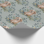 Papier Cadeau Aquarelle moderne Chien Chien Chien Floral Eucalyp (Coin)
