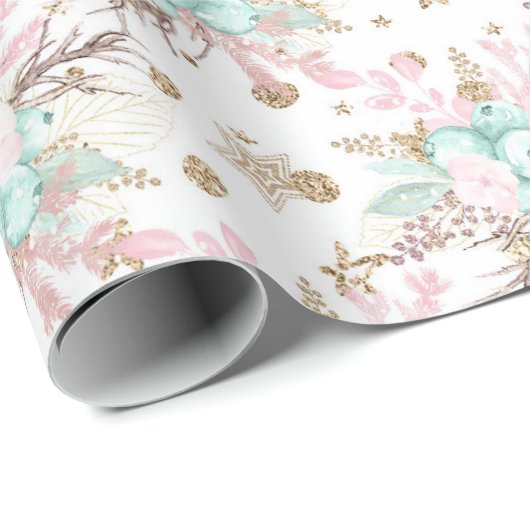 Papier Cadeau Aquarelle moderne Cute Baby shower Floral Annivers (Coin rond)