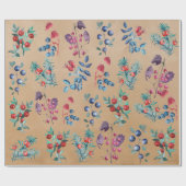 Papier Cadeau Aquarelle moderne Festif Berries d'hiver Kraft (Plat)