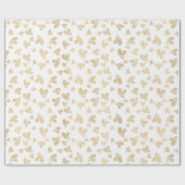 Papier Cadeau Aquarelle moderne Golden Christmas Holly (Plat)