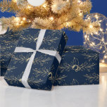 Papier Cadeau Aquarelle moderne Golden Christmas Holly Blue<br><div class="desc">Enveloppez vos cadeaux de vacances avec ce papier d'emballage moderne de Noël avec le Holly de Noël doré sur arrière - plan bleu. Tes cadeaux paraîtront très joyeux sous le sapin de Noël</div>