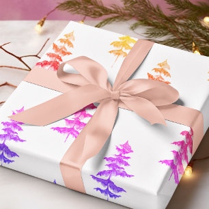Papier Cadeau Aquarelle moderne hiver pin rose arbre Noël