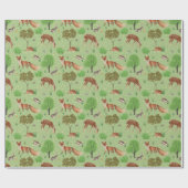 Papier Cadeau Aquarelle moderne mignonne Bois Animaux Pré (Plat)