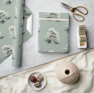 Papier Cadeau Aquarelle moderne minimaliste sapin Noël