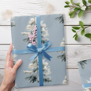 Papier Cadeau Aquarelle moderne minimaliste sapin Noël