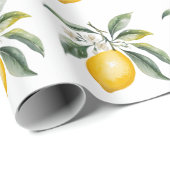 Papier Cadeau Aquarelle moderne Motif jaune citron (Coin rond)