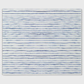 Papier Cadeau Aquarelle moderne Motif rayé bleu et blanc (Plat)