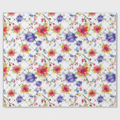 Papier Cadeau Aquarelle moderne Noël Fête Motif Floral (Plat)