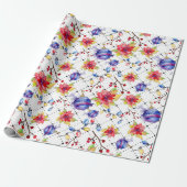 Papier Cadeau Aquarelle moderne Noël Fête Motif Floral (Déroulé)