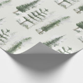 Papier Cadeau Aquarelle moderne Noël pin vert cadeau (Coin)