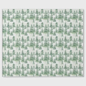 Papier Cadeau Aquarelle moderne Pine Arbres lunaires Noël (Plat)