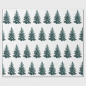 Papier Cadeau Aquarelle moderne Pine d'hiver Arbre vert Noël (Plat)