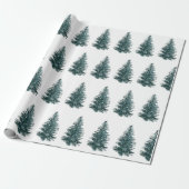 Papier Cadeau Aquarelle moderne Pine d'hiver Arbre vert Noël (Déroulé)
