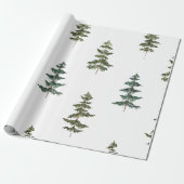 Papier Cadeau Aquarelle moderne Pine d'hiver Arbre vert Noël (Déroulé)