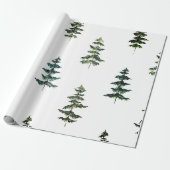 Papier Cadeau Aquarelle moderne Pine d'hiver Arbre vert Noël (Déroulé)