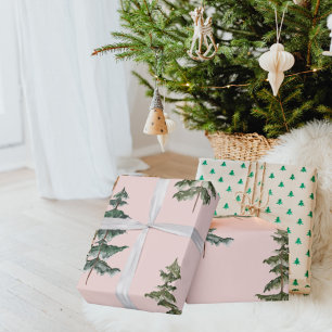 Papier Cadeau Aquarelle moderne Pine d'hiver Arbre vert Noël