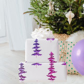 Papier Cadeau Aquarelle moderne Pine d'hiver PurpleTree Noël