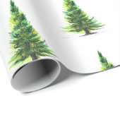 Papier Cadeau Aquarelle moderne Pine d'hiver PurpleTree Noël (Coin rond)