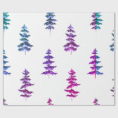 Papier Cadeau Aquarelle moderne Pine d'hiver PurpleTree Noël (Plat)