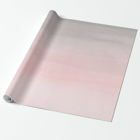 Papier Cadeau Aquarelle moderne rose et gris brillant Ombre Glam (Déroulé)