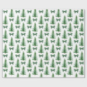 Papier Cadeau Aquarelle moderne sapin vert de Noël (Plat)