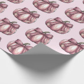 Papier Cadeau Aquarelle moderne tendance Citrouille Coquette Bow (Coin)