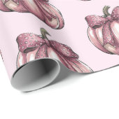 Papier Cadeau Aquarelle moderne tendance Citrouille Coquette Bow (Coin rond)