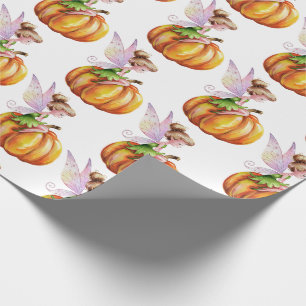 Papier Cadeau Aquarelle moderne tendance Fée et Citrouille
