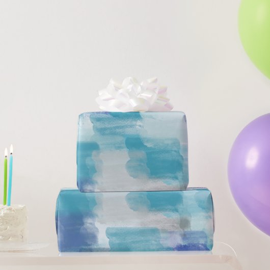 Papier Cadeau Aquarelle moderne turquoise et gris Art Abstrait (Cadeaux de fête)