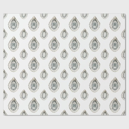 Papier Cadeau Aquarelle Monogramme d'huîtres côtières (Plat)