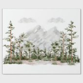 Papier Cadeau Aquarelle Montagne et forêt (Plat)