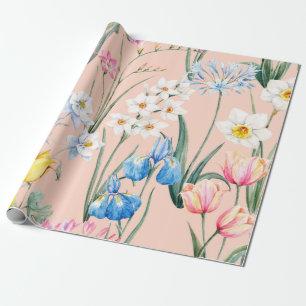 Papier Cadeau Aquarelle motif à ressort floral, buste botanique