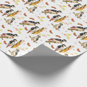 Papier Cadeau Aquarelle motif avec oiseaux pic (Coin)